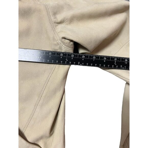 Territory Ahead Leather Jacket Hooded Suede Coat Cream Small Classic Neutral - Picture 10 of 12